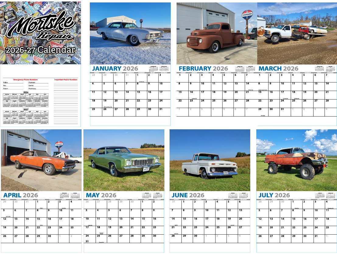Mortske Repair 2026 Calendar